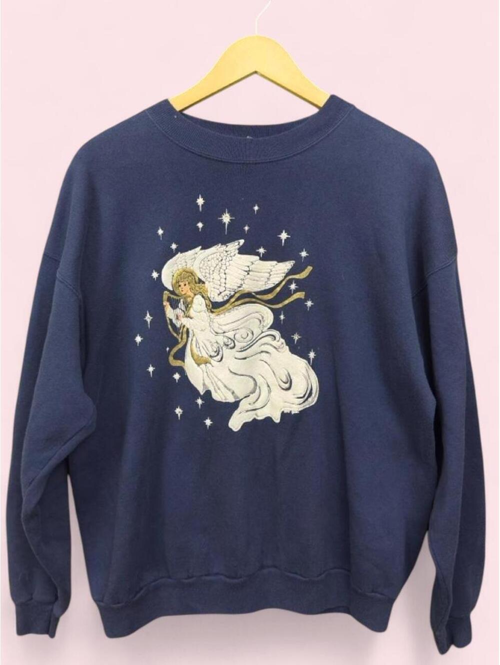 Vintage 90s Hanes Angel Graphic Crewneck Sweatshirt